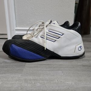 adidas 145439 White Black Blue Men's Basketball Low Top Sneaker  T-MACK